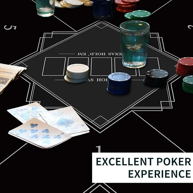 nuveti 24/31/39/47/55 inch Square Foldable 6-Player Texas Poker Card Tabletop Layout Portable