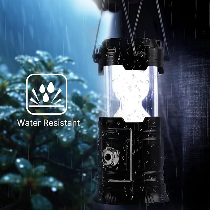 Lichamp Collapsible Portable Solar Camping Lantern, USB Rechargeable LED Flashlight - Survival Kits