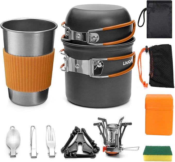 Lixada Camping Cookware Set Portable Camping Mess Kit Cooking Set Camping Cooking Set Outdoor with