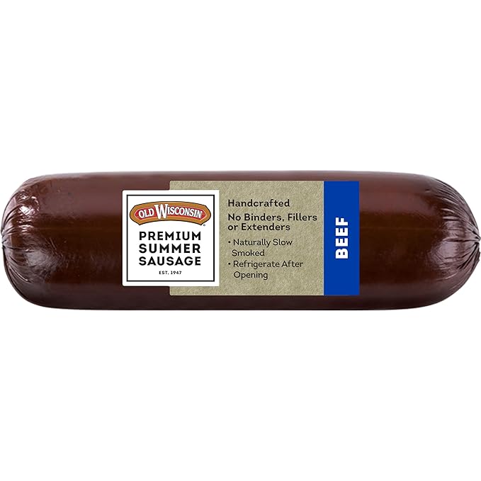 Old Wisconsin Premium Summer Sausage, 100% Natural Meat, Charcuterie, Ready to Eat, High Protein