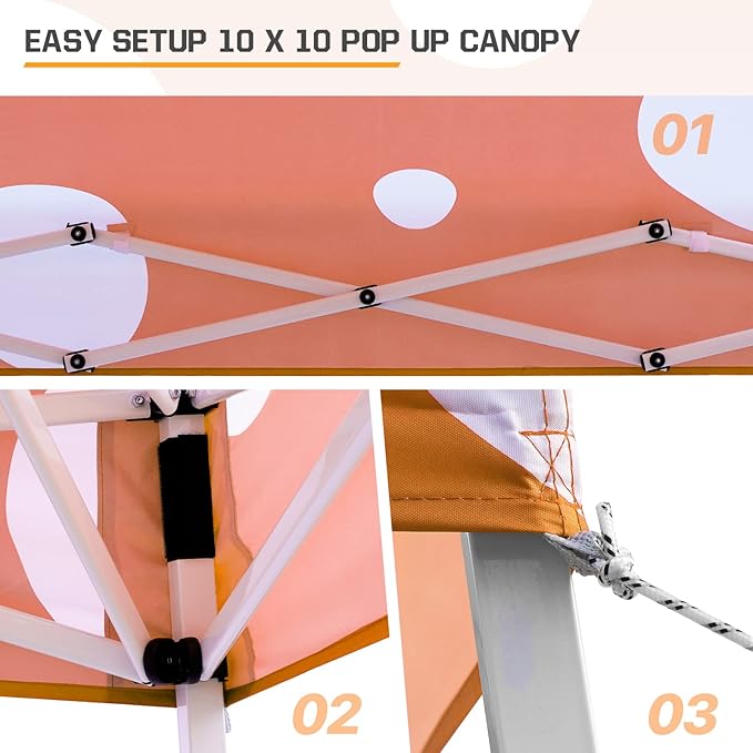 EAGLE PEAK 10x10 Slant Leg Pop-up Canopy Tent Easy One Person Setup Instant Outdoor Beach Canopy