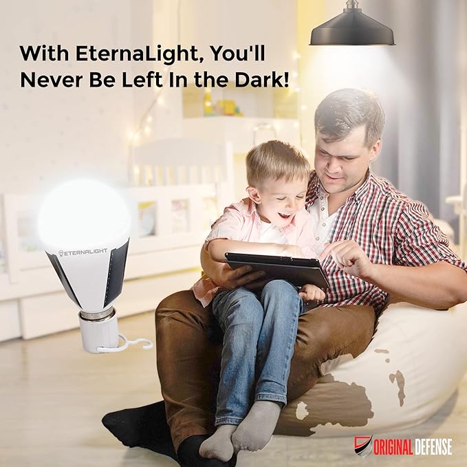 Original Defense EternaLight Rechargeable LED Bulbs (4 Count) - Emergency Light Bulbs with Battery