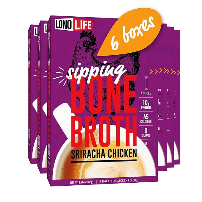 LonoLife Sriracha Chicken Bone Broth Powder Mix | 10g Protein | Collagen-Rich, Keto & Paleo