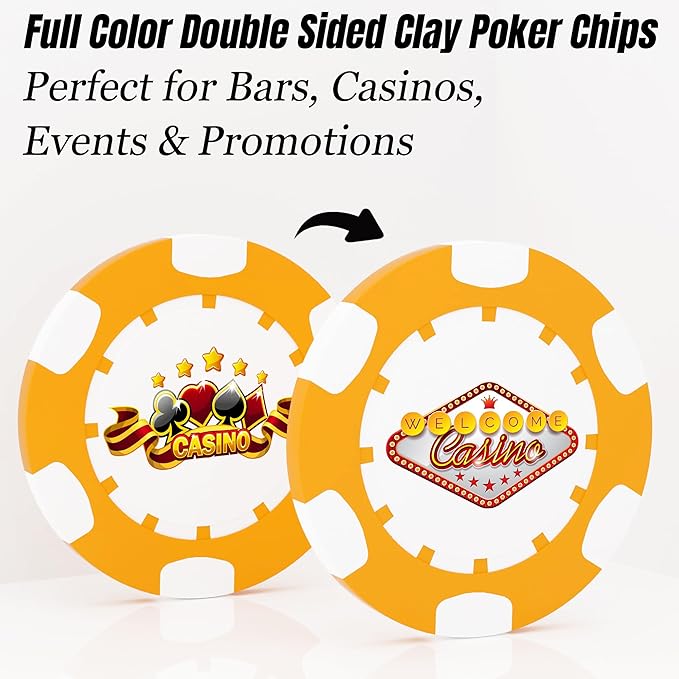 25 Custom Clay Poker Chips, 40mm Heavy 11.5g Casino Sized Personalized Poker Chips with Your Logo