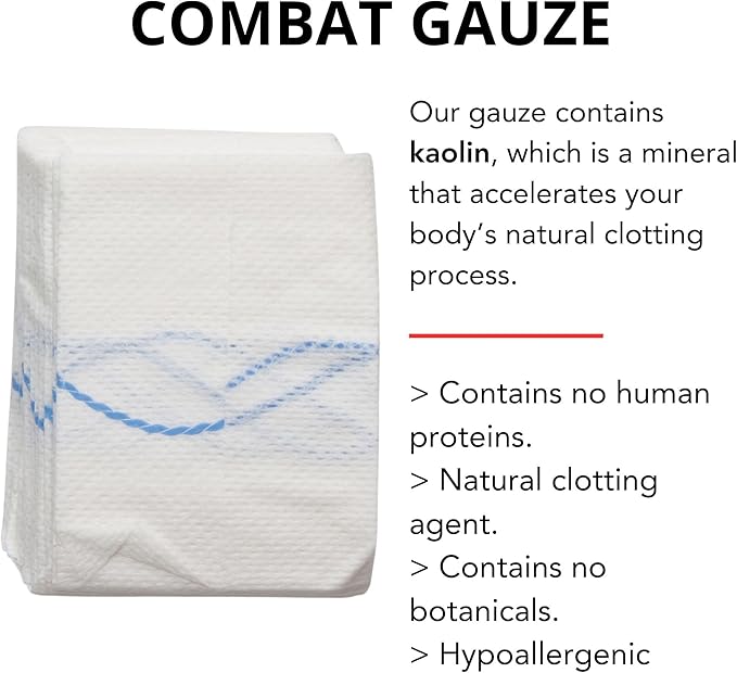 First Aid Advanced Quick Clotting Combat Gauze - Flexible Hemostatic Gauze - to Stop The Bleed kit