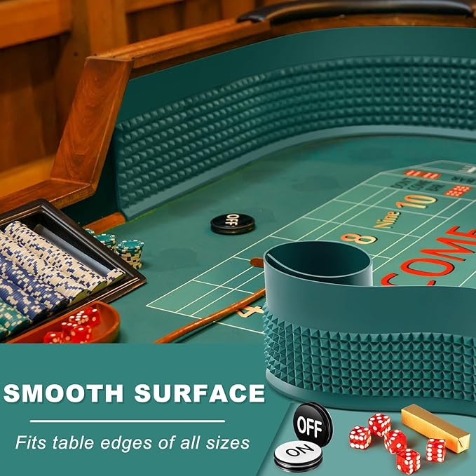 Leyndo Craps Tabletop Game Set, Includes 48"x11" Rubber Craps Diamond Pyramid Bumper, Casino Grade