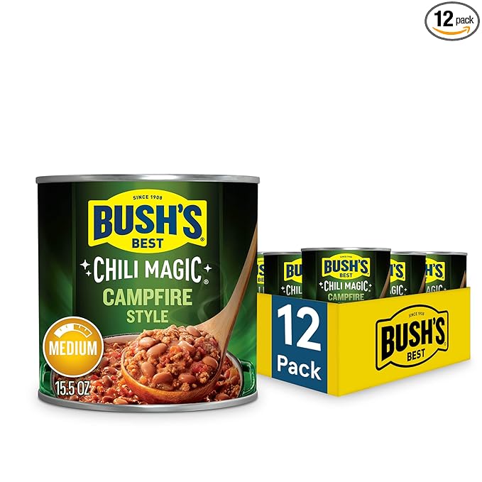 BUSH'S BEST Canned Texas Recipe Chili Magic Chili Beans Starter (Pack of 12), Source of Plant Based