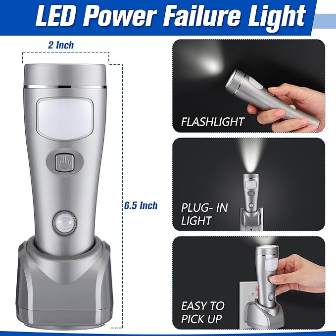 Enhon 6 Pack 4 in 1 LED Emergency Lights for Home Power Failure, Rechargeable Plug in Flashlight
