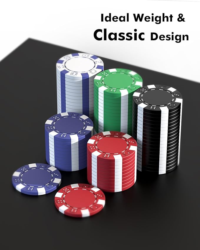 Poker Chip Set, 500PCS 11.5g Casino Quality Poker Chips with Aluminum Case, Playing Cards, Dealer
