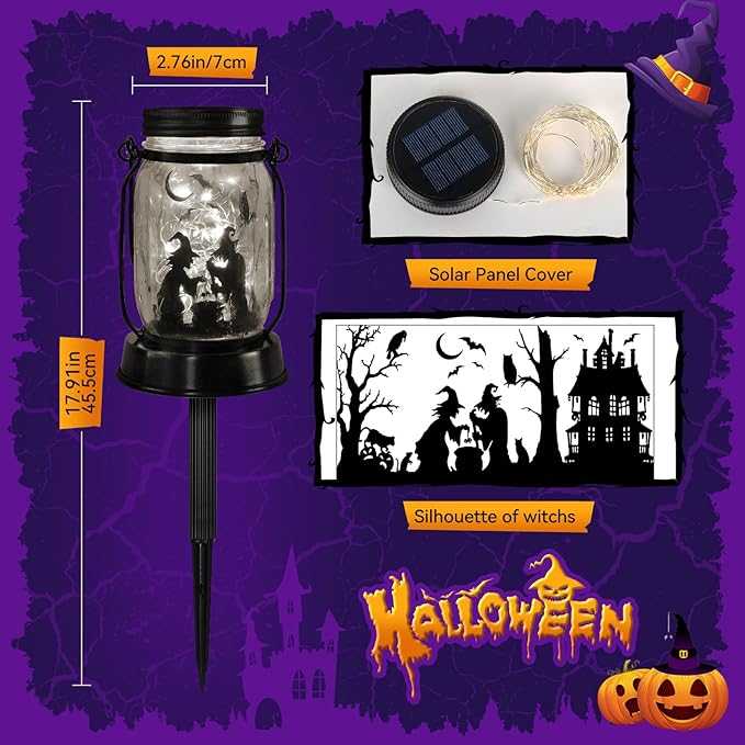 Halloween Decorations Halloween Decor Witch Solar Lanterns Witch Decorations Outdoor Lights Solar