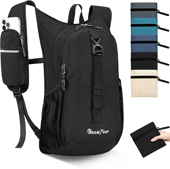 Seektop 15L Small Hiking Backpack for Women Men, Foldable Packable Backpack with Phone Pocket