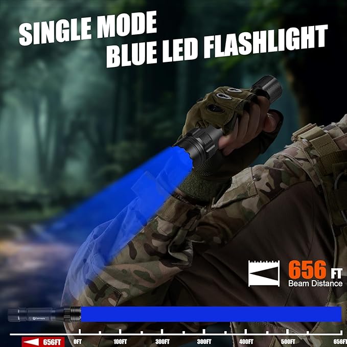 ULTRAFIRE Blue Light Flashlight,450-460nm High-Purity Single Mode Blue LED, Portable Compact for