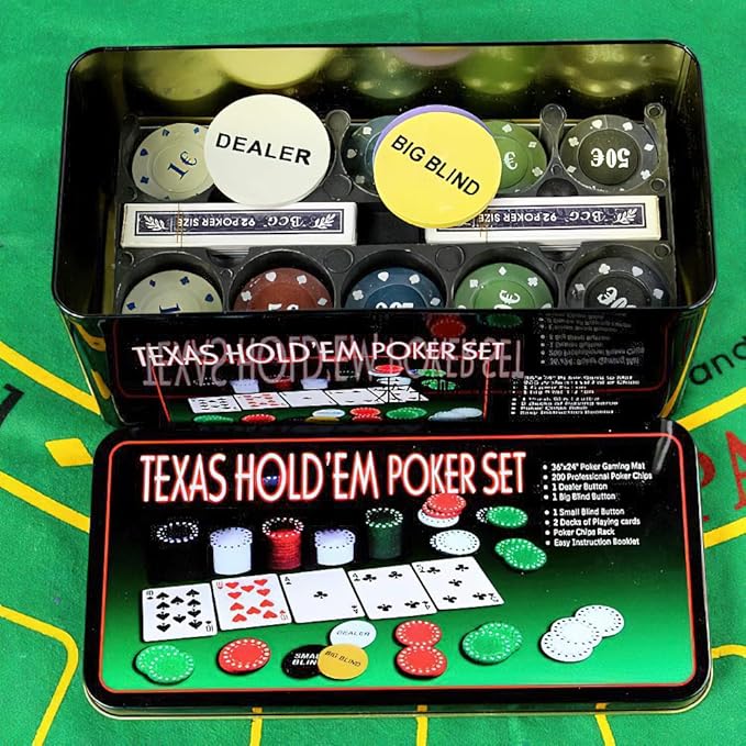 Poker Chip Set with Aluminum Storage Box,200 Pcs Poker Chips,2 Pack Pokers,1 Professional Table