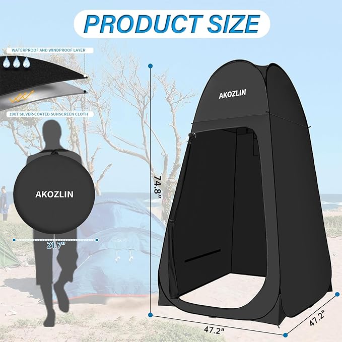 AKOZLIN Portable Pop Up Shower Tent Instant Privacy Dressing Changing Tent Outdoor Shower Room Camp