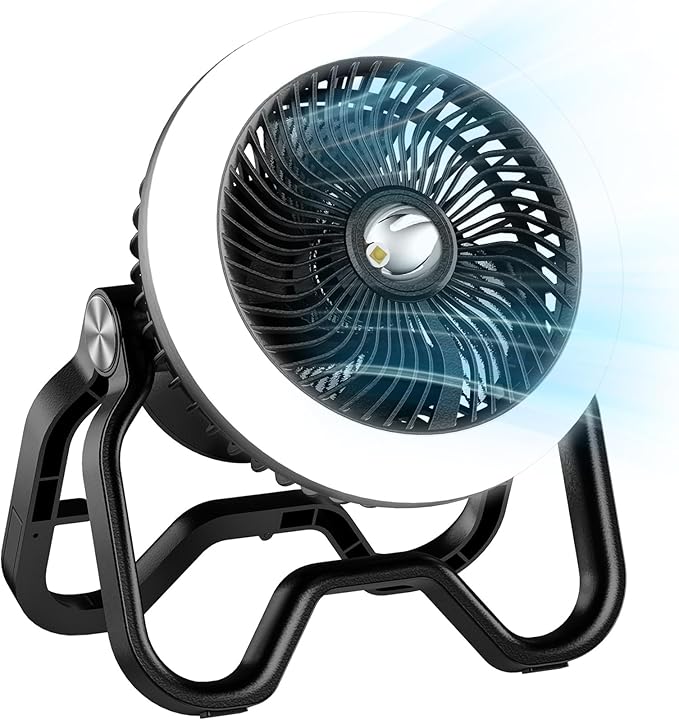 Portable Rechargeable Camping Fan with LED Lantern-40Hrs, Battery Operated Oscillating Fan with