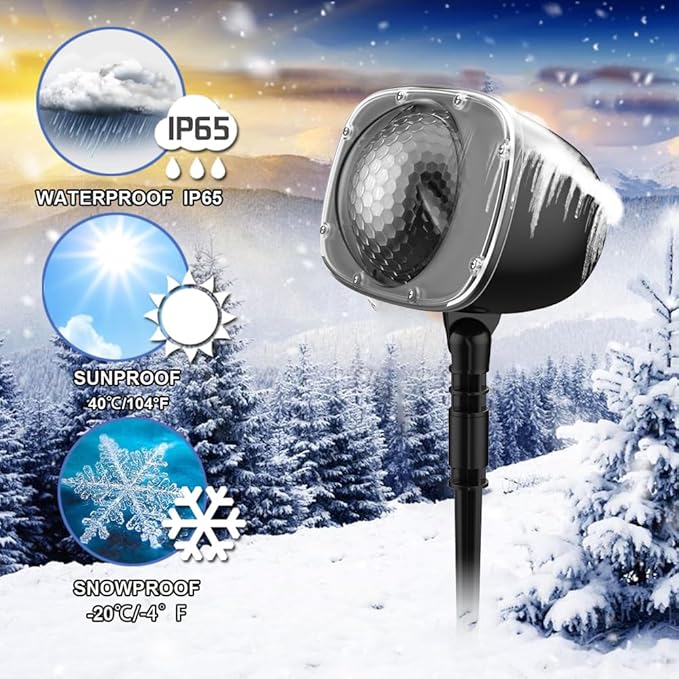 Christmas Snowfall Projector Lights,FLEVO LED Light Projector,Outdoor Holiday Lights with Clear