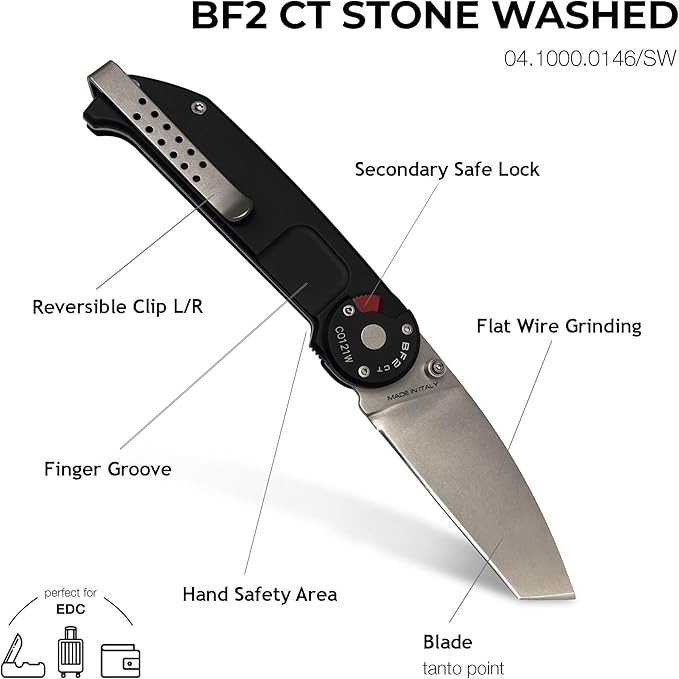 Extrema Ratio - BF2 CT (STONE WASHED), Folding Knife, Böhler N690 stainless steel blade hardened to