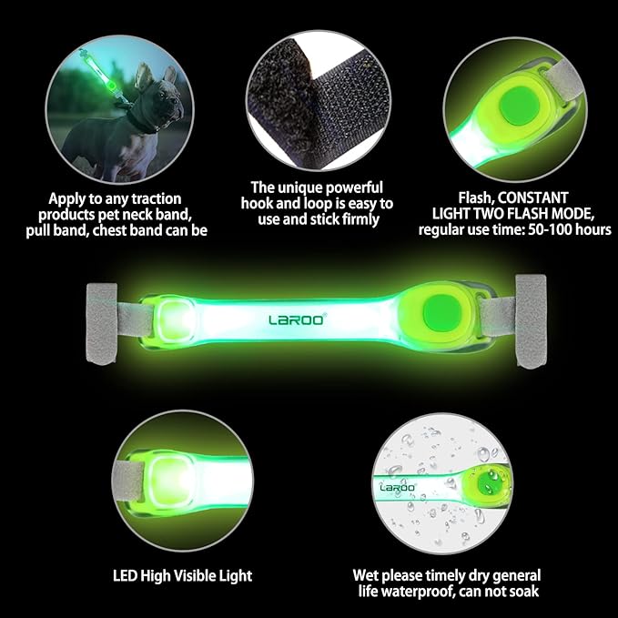 LaRoo Light Up Dog Collar with Nylon Stickers, Universal Glowing Collar Accessories for Leash