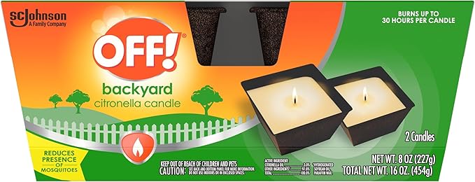 OFF! Backyard Citronella Scented Candle, Ambiance Enhancing Centerpiece, Burns for up to 25 Hours