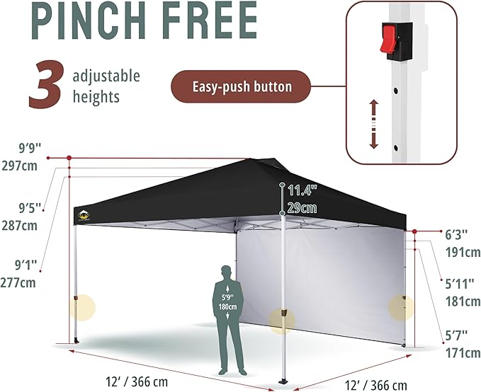 CROWN SHADES 12x12 Pop Up Canopy Tent Instant Commercial with 150D Silver Coated Fabric Including 1