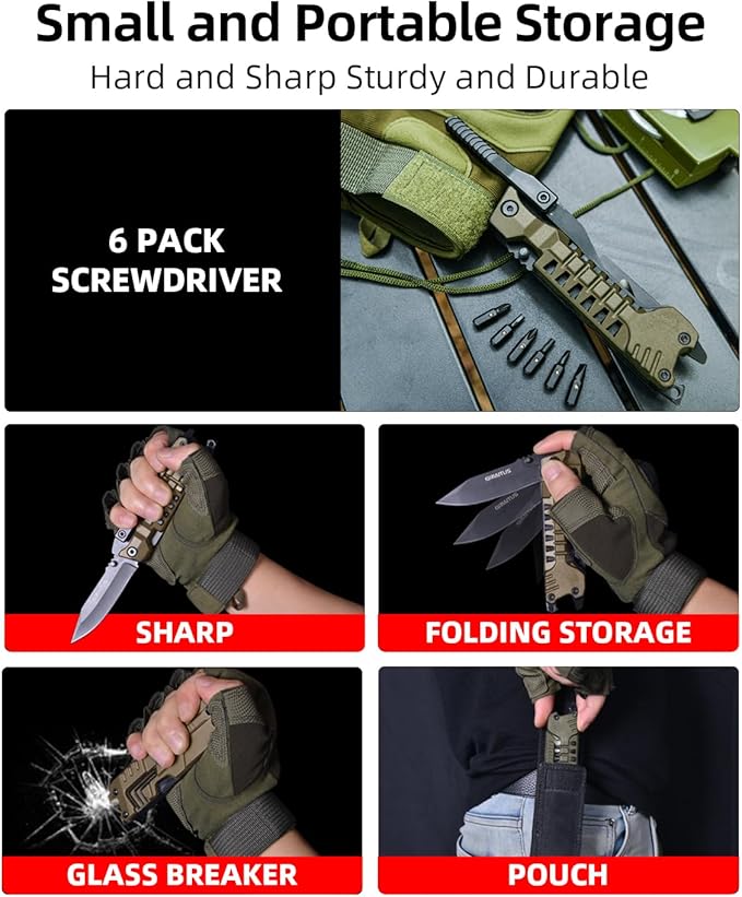 Multitool Knife, 17 in 1 Pocket Knife with Screwdriver, Fire Starter Sticks, Bottle Opener, Saw