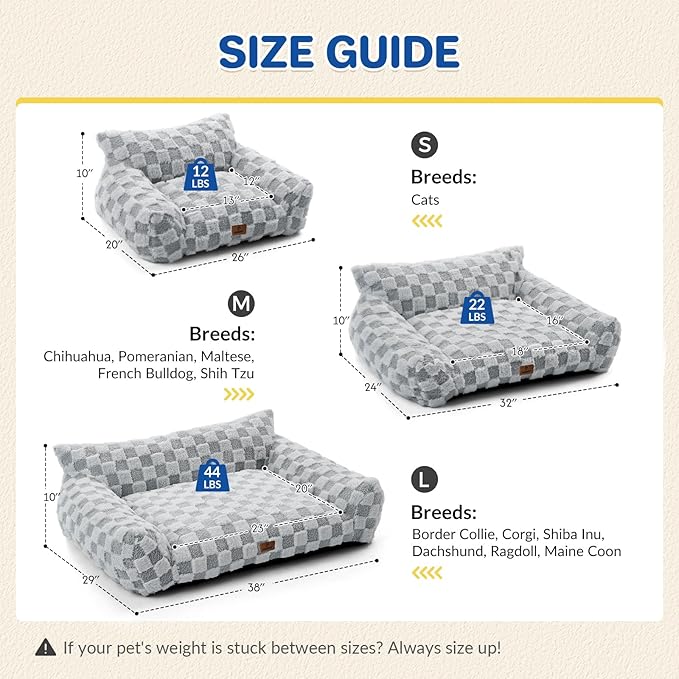 Large Dog Bed Sofa, Fluffy Pet Bed for Medium and Large Dogs, Supportive Dog Couch Sofa for Dogs