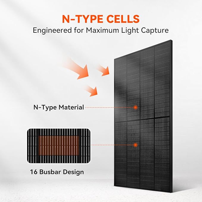 RICH SOLAR 250 Watt 24 Volt 16BB Cell Monocrystalline Solar Panel N-Type Cells High Efficiency