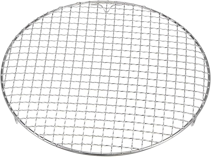 HARFINGTON Round Cooking Rack 12-inch 201 Stainless Steel Cross Wire Barbecue Grill Net with 20mm