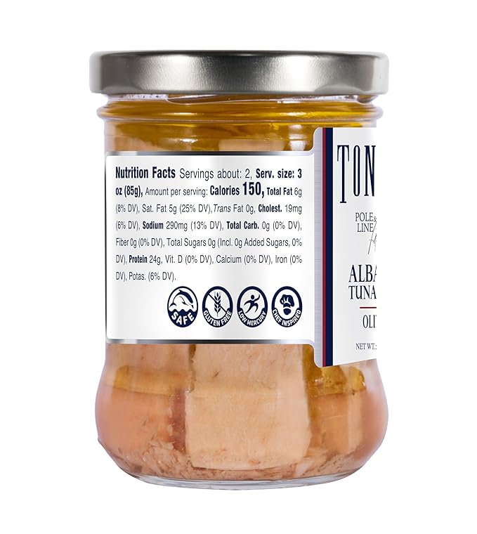 Tonnino Tuna Fish Albacore - Olive oil ??Pack of 6 ??Alternative to Salmon ??Protein Snacks ??Ready