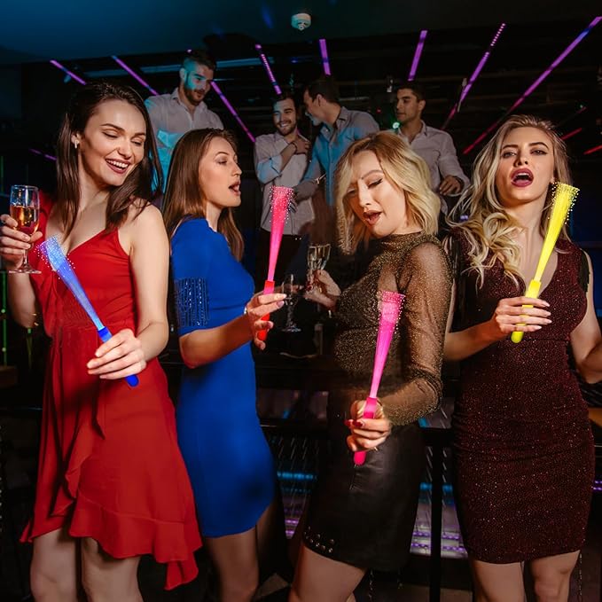 12 Pack Blue Glow Fiber Optic Wands Bulk Light Up Wand Glow Sticks with 3 Light Modes for Easter