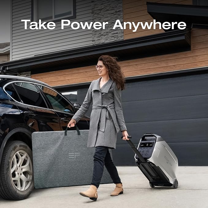 EF ECOFLOW Power Station 4096Wh DELTA Pro 3 with 400W Portable Solar Panel, 120/240V 4000W AC