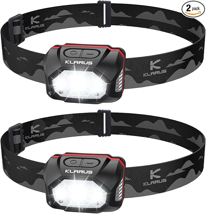 klarus HM1 2PCS IPX6 Waterproof Rechargeable Headlamp with Motion Sensor: 70 Hours Long Battery