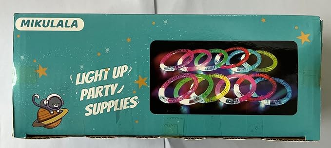 24Pcs Glow in the Dark Party Supplies for Kids/Adults, Flashing Light up Toys LED Bracelets