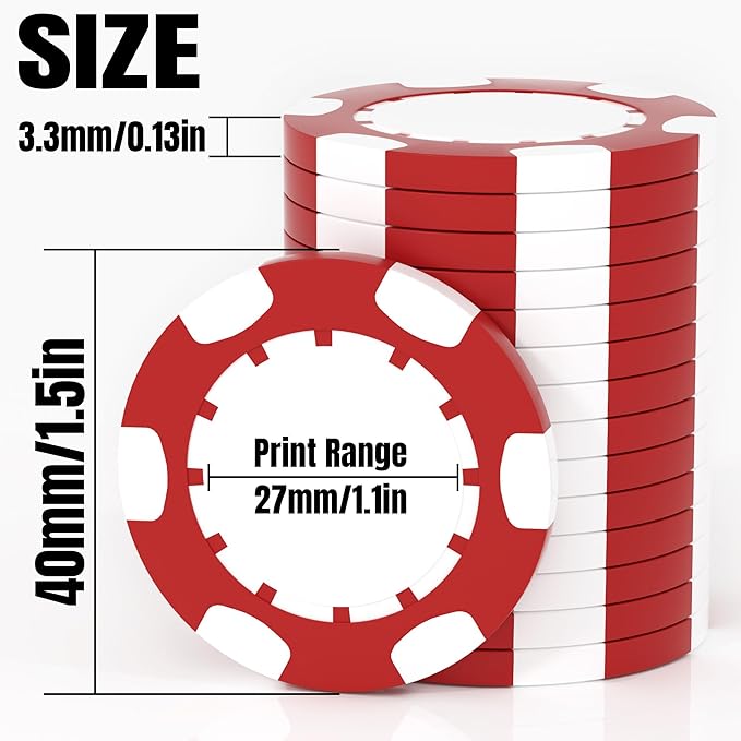 25 Custom Clay Poker Chips, 40mm Heavy 11.5g Casino Sized Personalized Poker Chips with Your Logo
