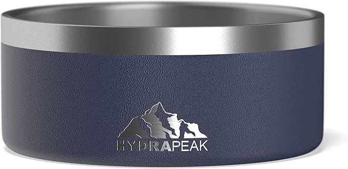 Hydrapeak Dog Bowl; Non Slip Stainless Steel; Water and Food Dish; Large Sized and Small Dogs; 32oz