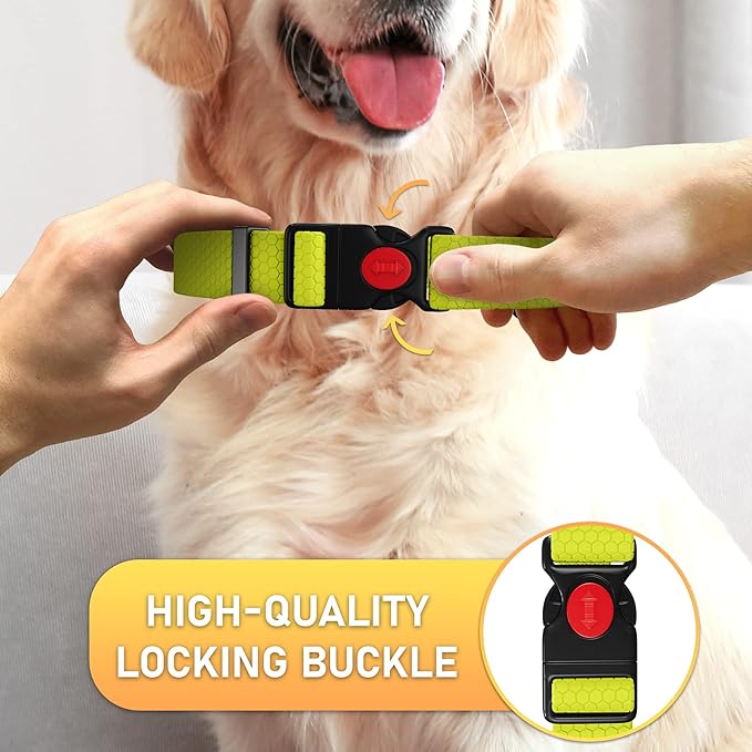 Adjustable Dog Collar with QR Code Dog Tag ID Attached - Made in USA - Honeycomb Waterproof Heavy