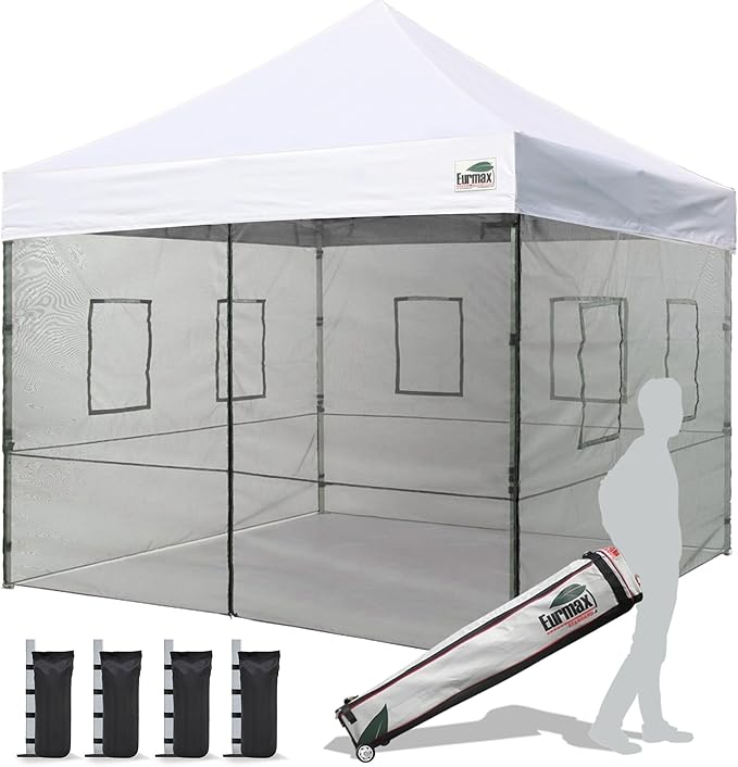 Eurmax USA 10'x10' Pop-up Canopy Tent Commercial Instant Canopies with 4 Removable Zipper End Food