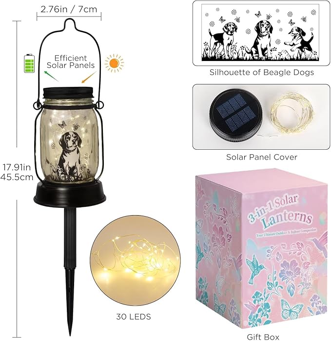 kyoryuger Beagle Gifts for Women/Men Beagle Solar Lanterns Dog Mom Birthday Dog Lovers Lantern Pet