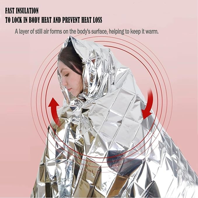 4-Pack Mylar Emergency Thermal Blankets - Waterproof Windproof Survival Gear for Camping, Hiking &