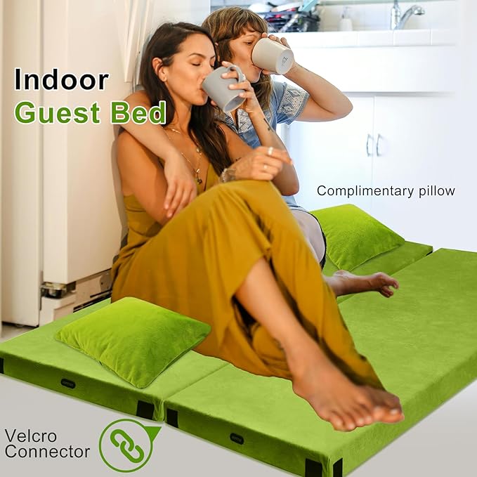 Memory Foam Camping Mattress pad, Comfortable Thick Floor Sleeping Mat for Adults with Waterproof