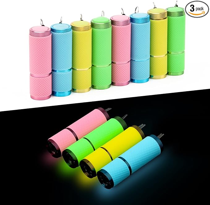 AHIER 9 LED Glow in Dark Flashlights, 12 Pack Rubber Coated Flashlights with Straps, Portable Handy
