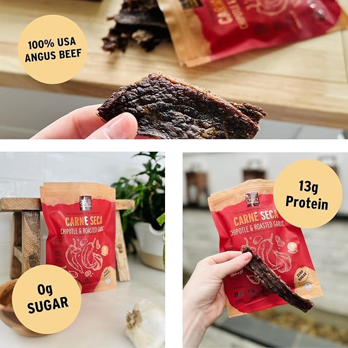 People’s Choice Beef Jerky – Carne Seca – Chipotle & Roasted Garlic – 13g Protein – Sugar Free