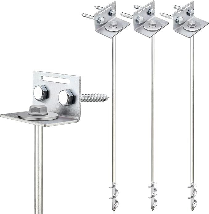 Ground Anchors Screw In - 24" Set of 4,6,8 with Brackets and Drill Bit - Earth Anchors - Mobile