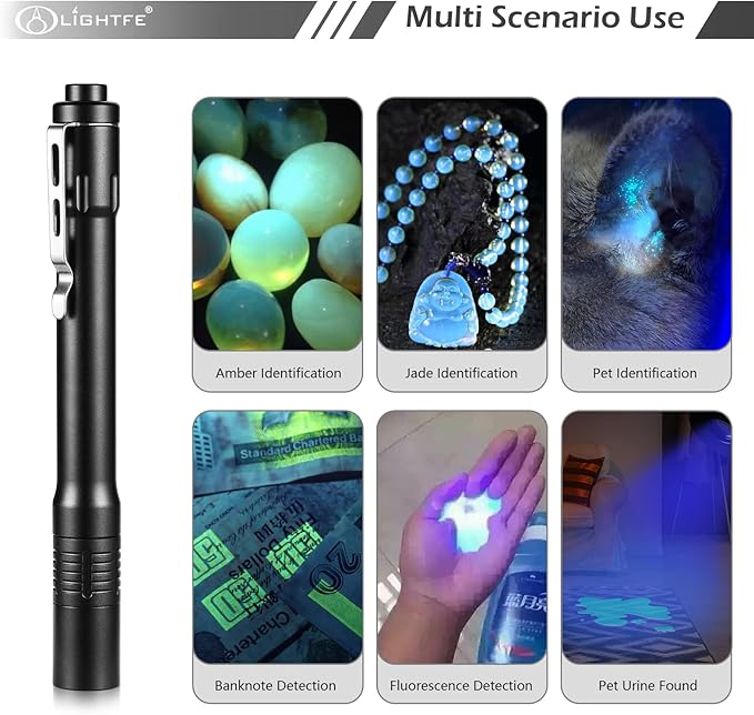 LIGHTFE Black Light D11A 395nm Ultraviolet Flashlight with high-Power Ultraviolet LED Light Source