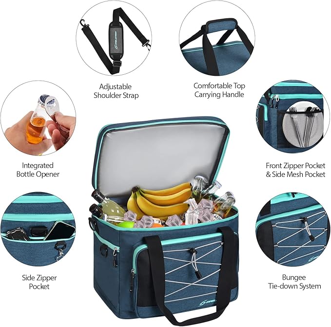 Maelstrom Collapsible Soft Cooler Bag, 24/30/60/75 Cans Beach Cooler, Ice Chest, Leakproof &