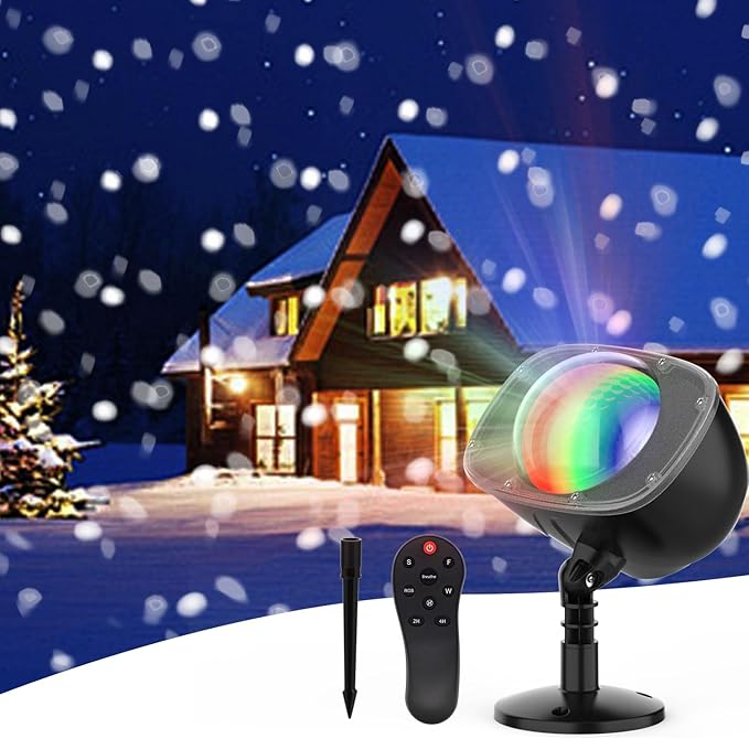 Elec3 Christmas Snowfall LED Projector Outdoor, Waterproof Rotating Snow Projection Snow Decorative