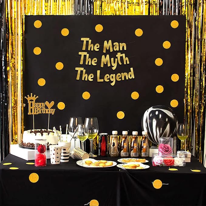 The Man The Myth The Legend Gold Glitter Banner – Men’s Birthday, Bachelor Party, Retirement Party