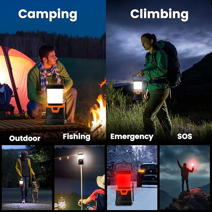 LED Camping Lantern Rechargeable,1000LM, Easy to Carry with 5 Ligth Modes, IP44 Waterproof Battery