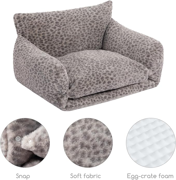 Hollypet Cat Bed Fluffy Plush Mutifuctional Double-Layer Soft Pet Couch Orthopedic Sofa Nest Beds