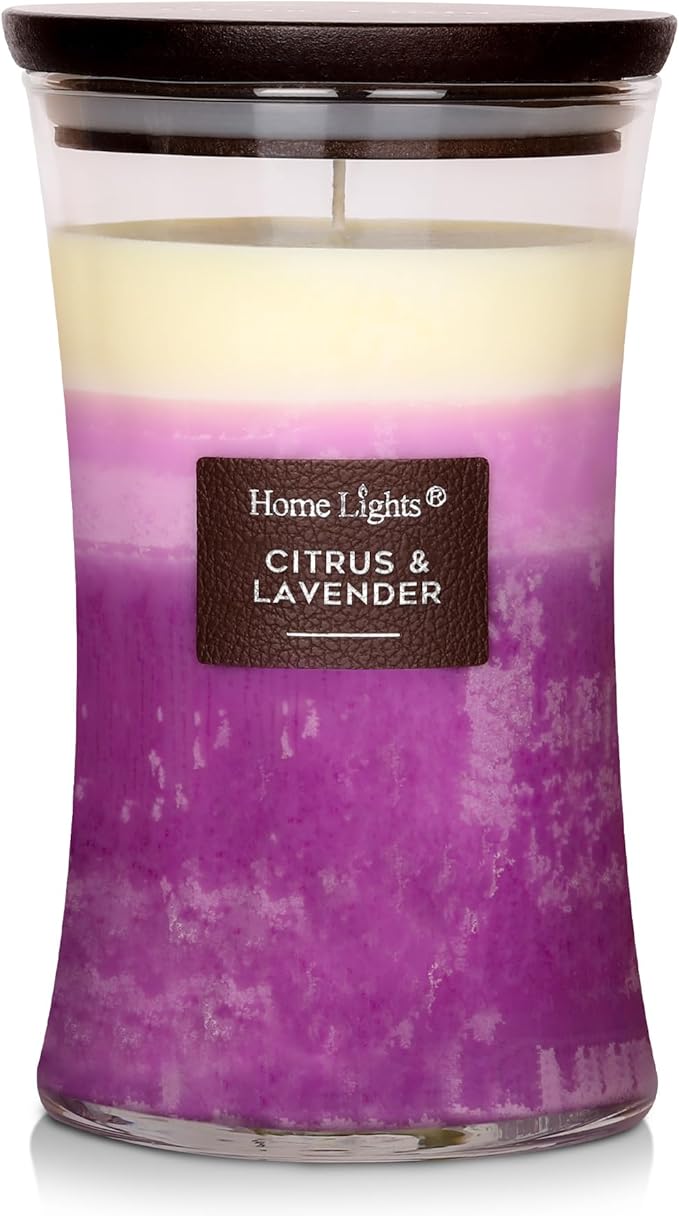 HomeLights 3-Layer Candles for Home Scented, 21.52 OZ Natural Soy Wax Scented Candles Burns Up to